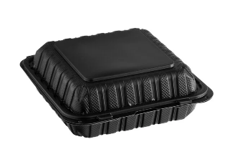 MFPP hinged container 8''X8''X3'' 1compartment black/white