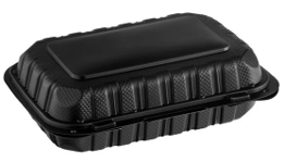 MFPP hinged container 9''X6''X3'' 1compartment black/white