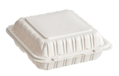 MFPP hinged container 8''X8''X2.1'' 3compartment black/white